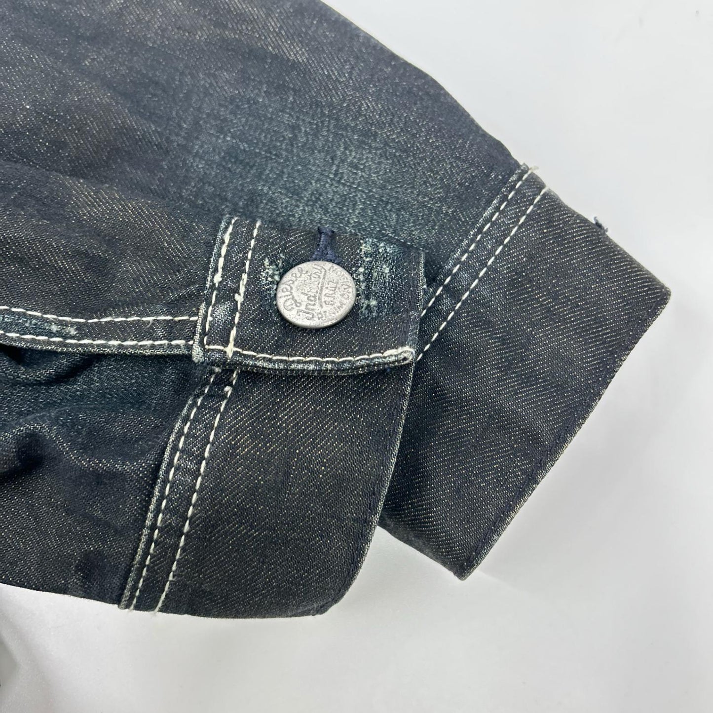 DIESEL ディーゼル インディゴ×カーキ レザーカラー ダメージ加工 デニムジャケット ジャケット