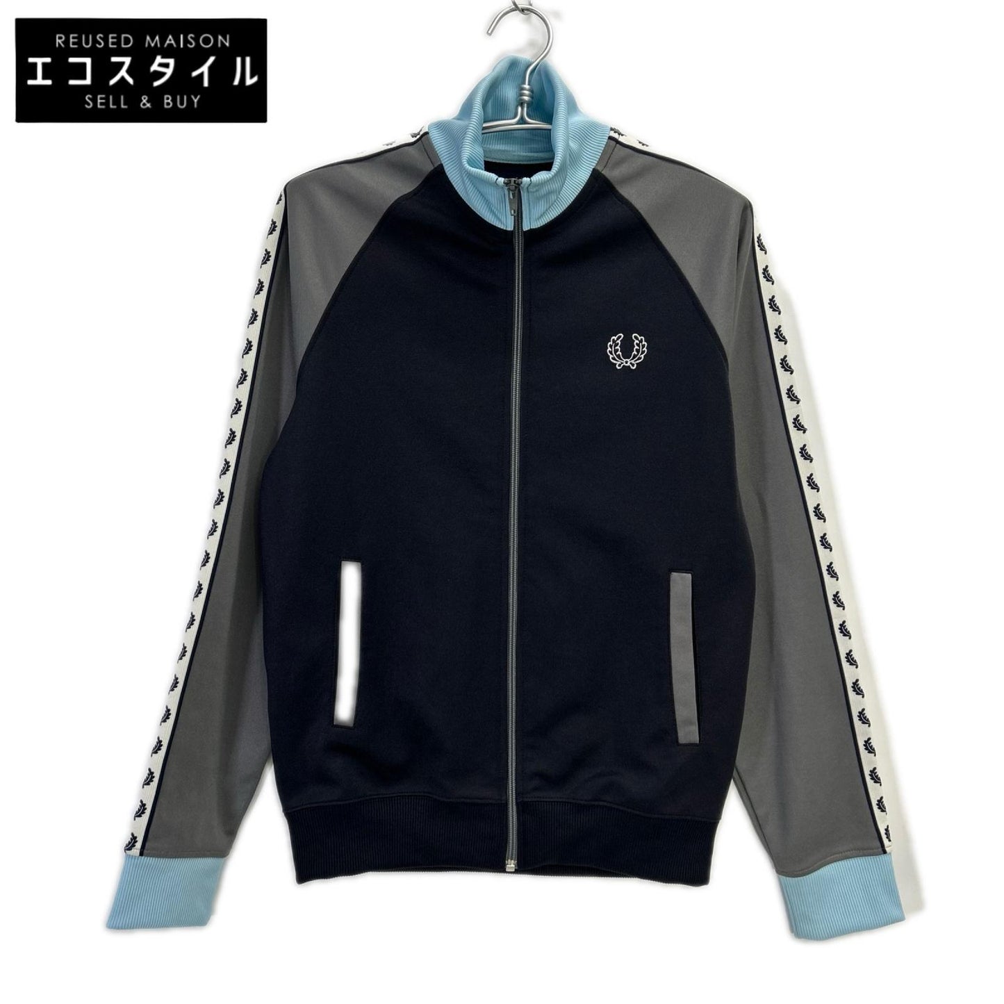 FRED PERRY フレッドペリー J7231 ネイビー×グレー ポルトガル製 ローレル リース テープド トラック ジャケット ジャケット