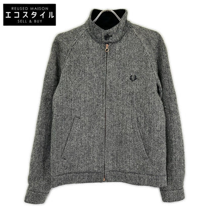 FRED PERRY Fred Perry × Harris Tweed J8150 gray herringbone wool Harrington jacket jacket