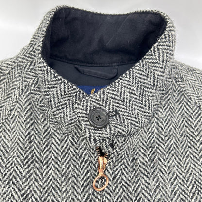 FRED PERRY Fred Perry × Harris Tweed J8150 gray herringbone wool Harrington jacket jacket