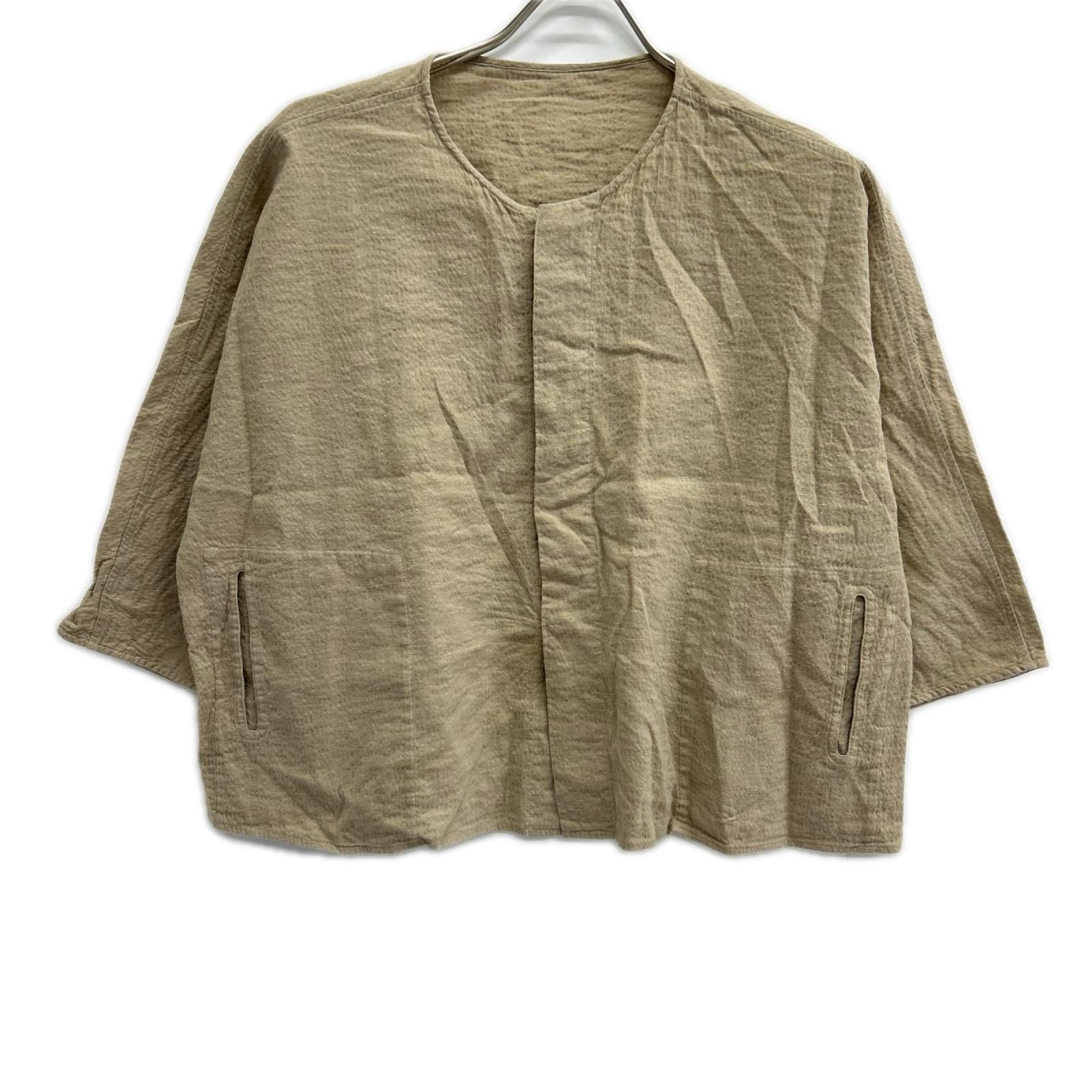 JURGEN LEHL ヨーガンレール J0182FJ601 18SS ベージュ 綿麻 比翼 ノーカラー ジャケット ジャケット