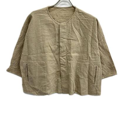 JURGEN LEHL ヨーガンレール J0182FJ601 18SS ベージュ 綿麻 比翼 ノーカラー ジャケット ジャケット