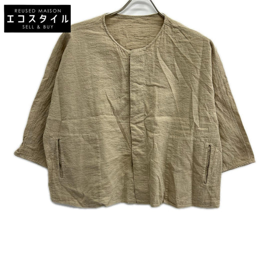 JURGEN LEHL ヨーガンレール J0182FJ601 18SS ベージュ 綿麻 比翼 ノーカラー ジャケット ジャケット