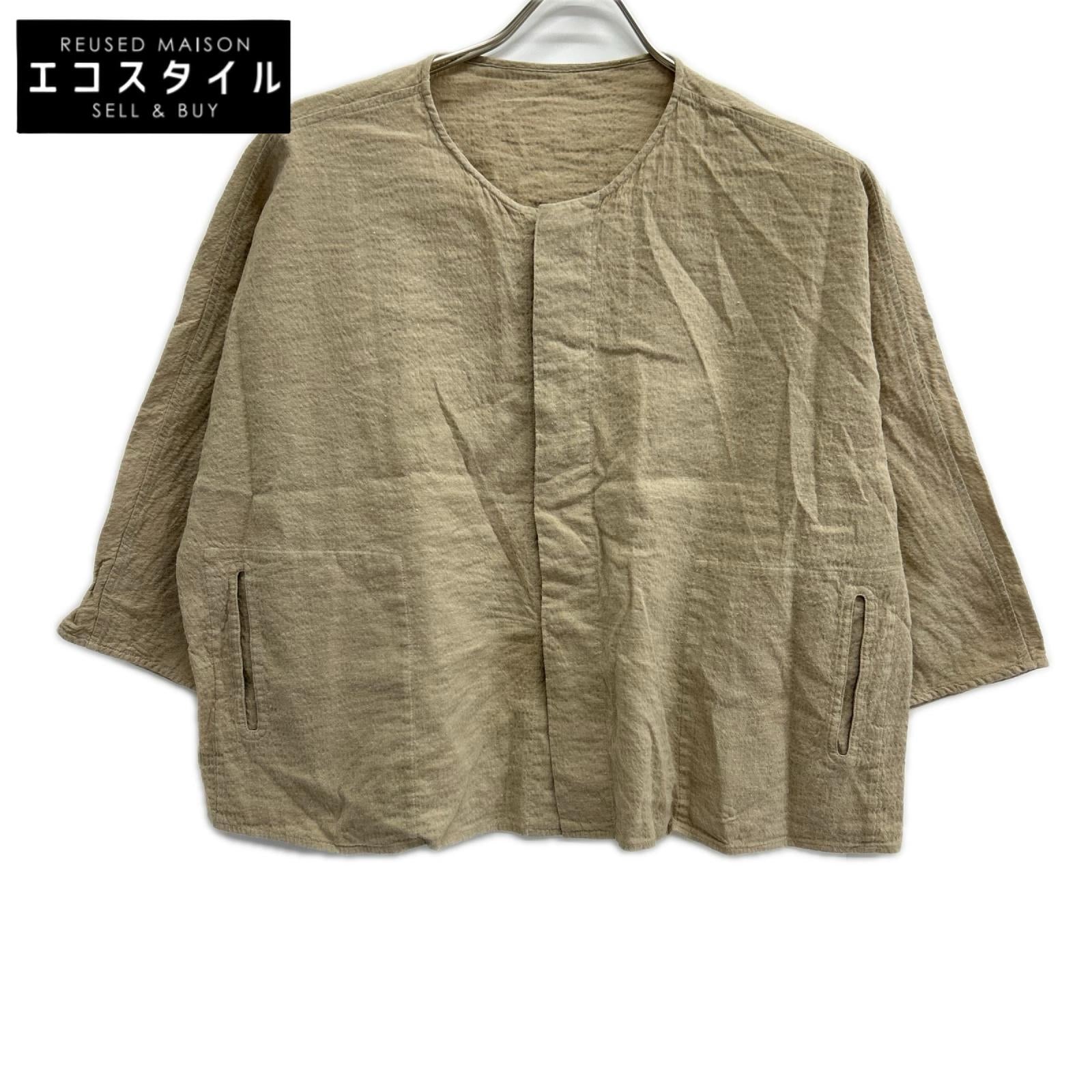 JURGEN LEHL ヨーガンレール J0182FJ601 18SS ベージュ 綿麻 比翼 ノーカラー ジャケット ジャケット