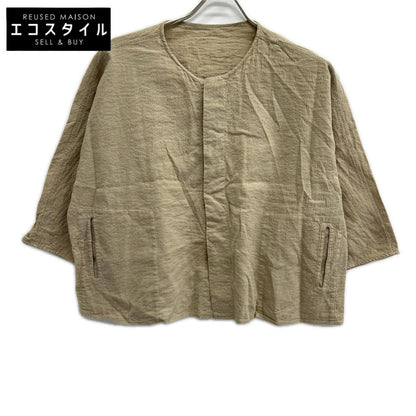 JURGEN LEHL ヨーガンレール J0182FJ601 18SS ベージュ 綿麻 比翼 ノーカラー ジャケット ジャケット