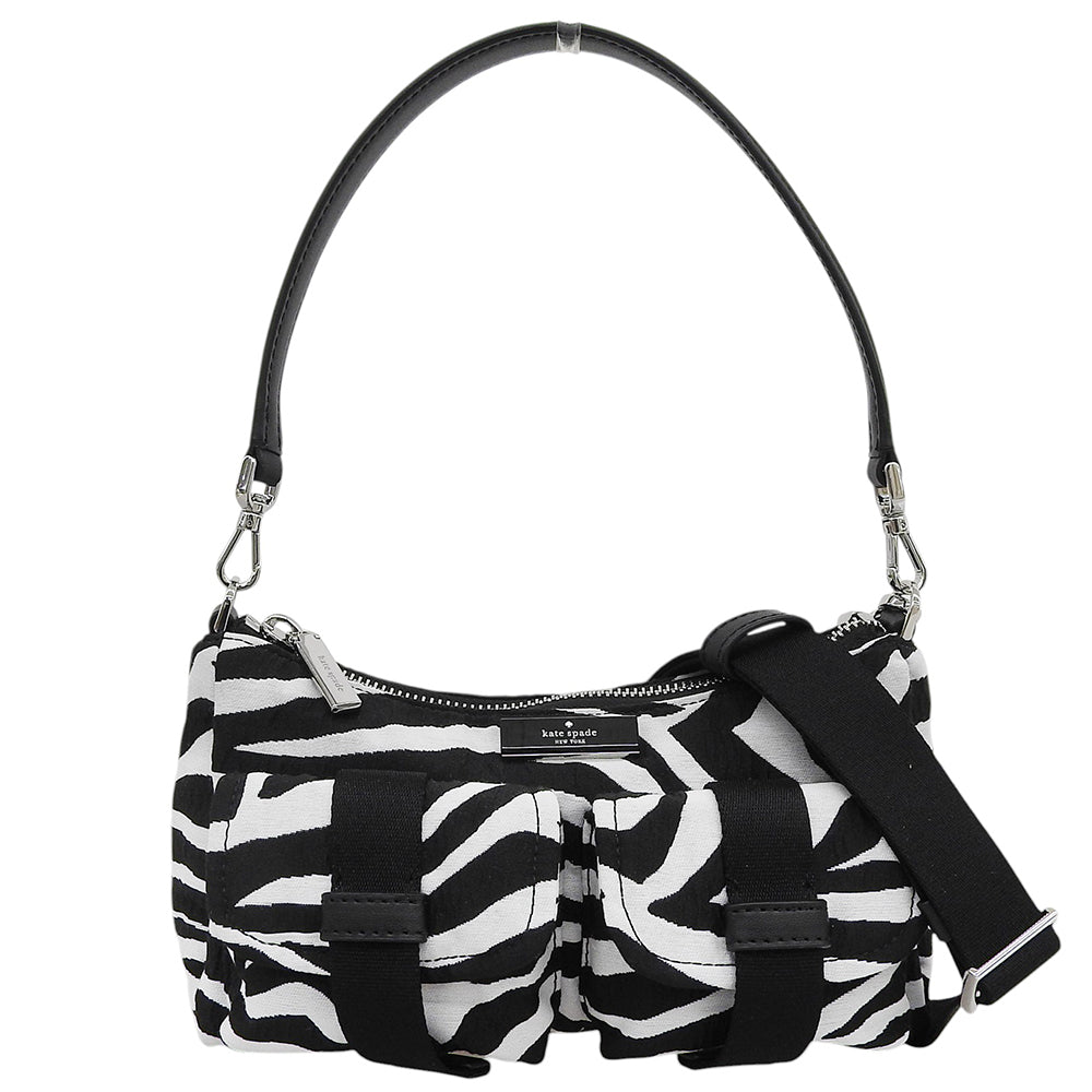 Kate spade ケイトスペード 美品 カーター ゼブラ カーゴ クロスボディ バッグ ショルダーバッグ レディース ブラック×ホワイト KO430 ショルダーバッグ