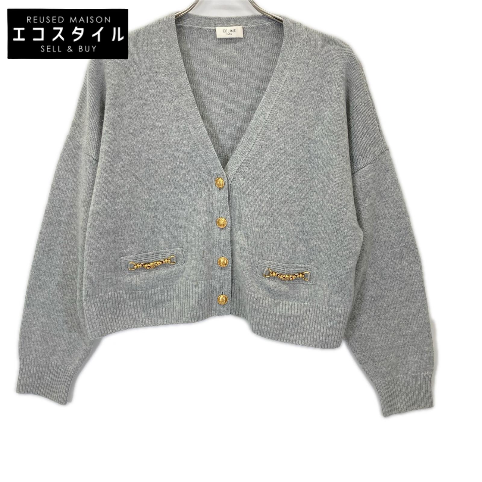 CELINE セリーヌ 2A00O152I グレー エディ期 カシミヤ グルメット カーディガン トップス