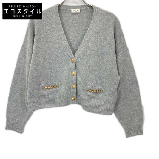 CELINE セリーヌ 2A00O152I グレー エディ期 カシミヤ グルメット カーディガン トップス