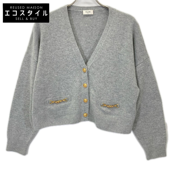 CELINE セリーヌ 2A00O152I グレー エディ期 カシミヤ グルメット カーディガン トップス
