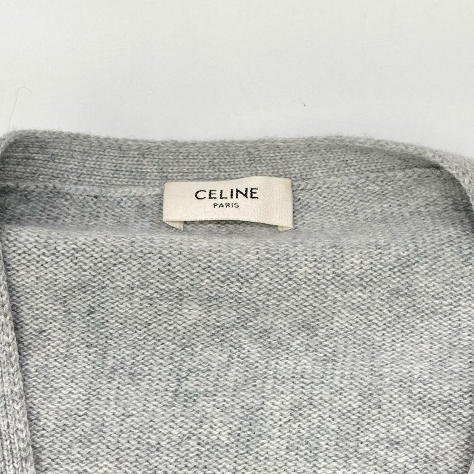 CELINE セリーヌ 2A00O152I グレー エディ期 カシミヤ グルメット カーディガン トップス