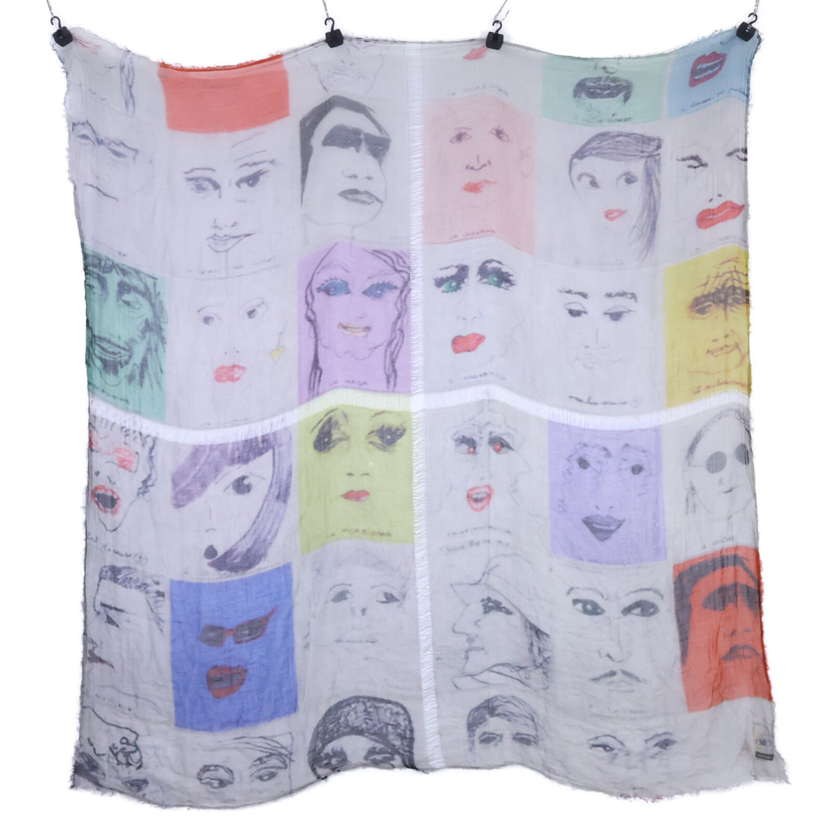 Falierosarti micro-modal silk stole with human-face print
