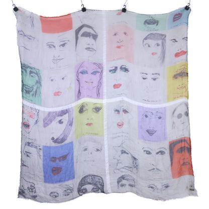 Falierosarti micro-modal silk stole with human-face print