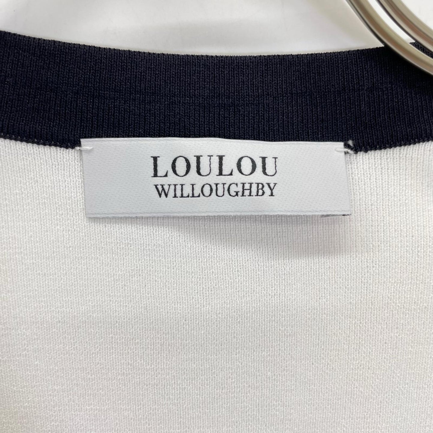 Loulou Willoughby ルルウィルビー ホワイト バイカラーコンパクトカーディガン トップス