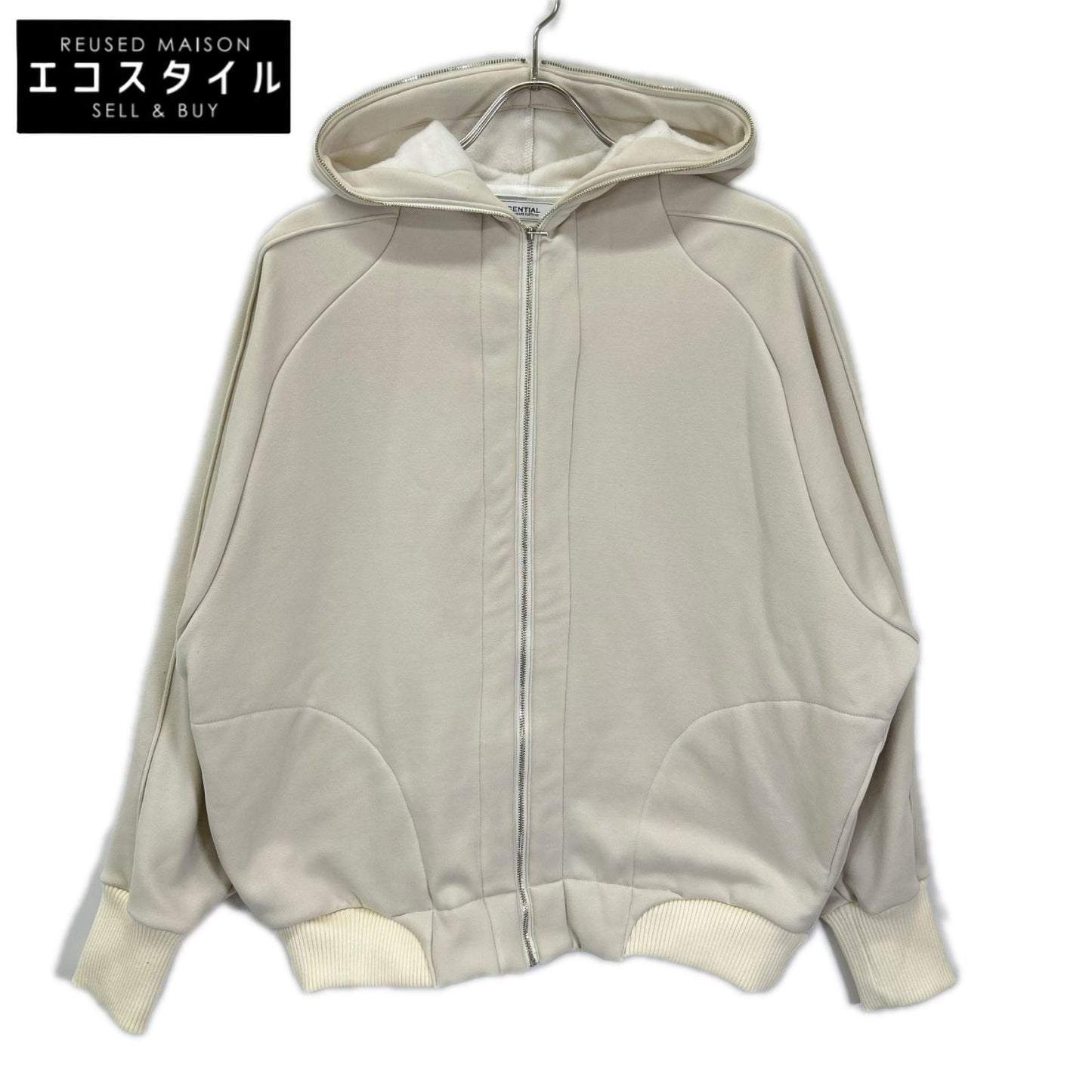 ESSENTIAL エッセンシャル ホワイト LONG STAPLE cotton bomber ジップパーカー トップス
