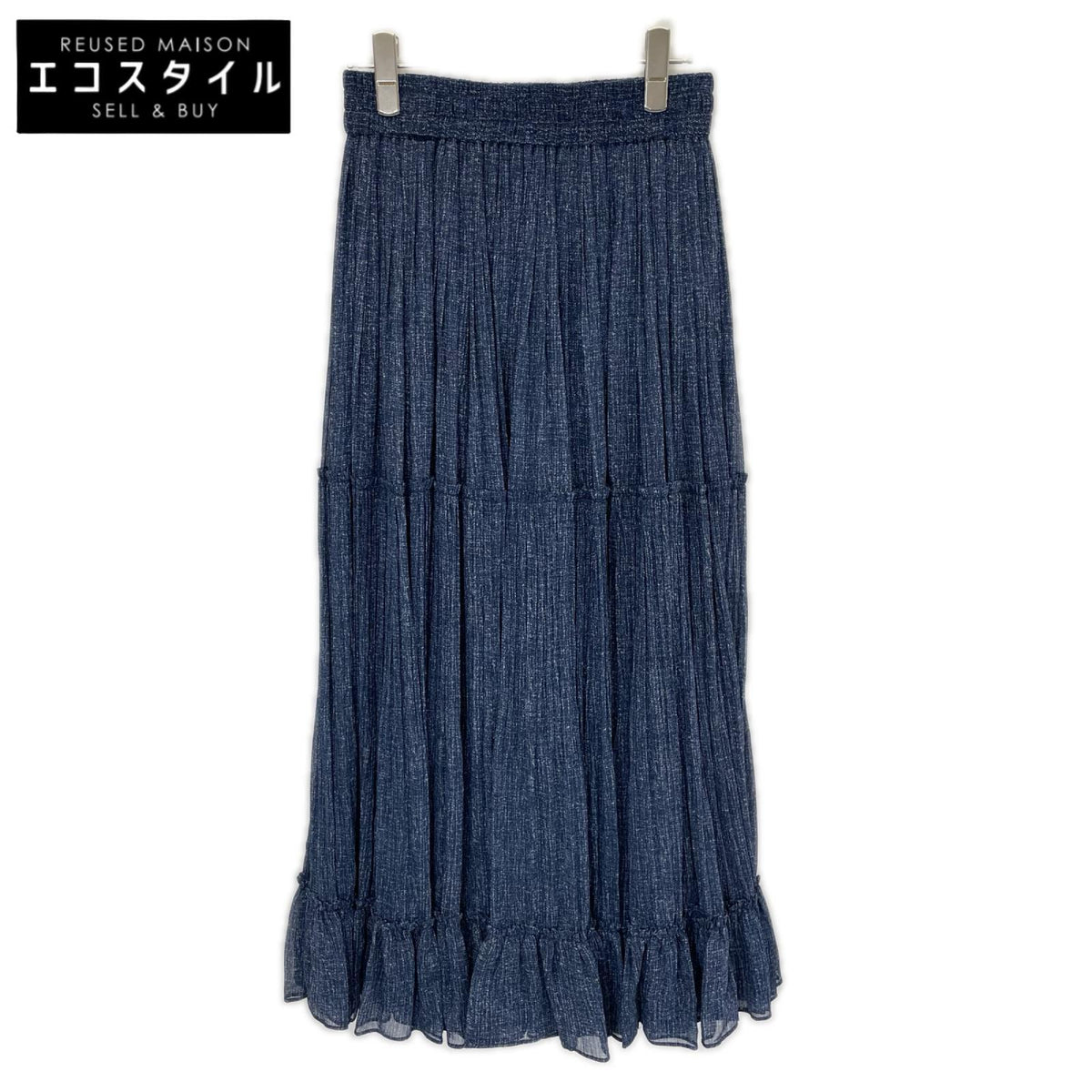DOUBLE STANDARD CLOTHING ダブルスタンダードクロージング 25AW ネイビー プリント デニム調プリントスカート スカート