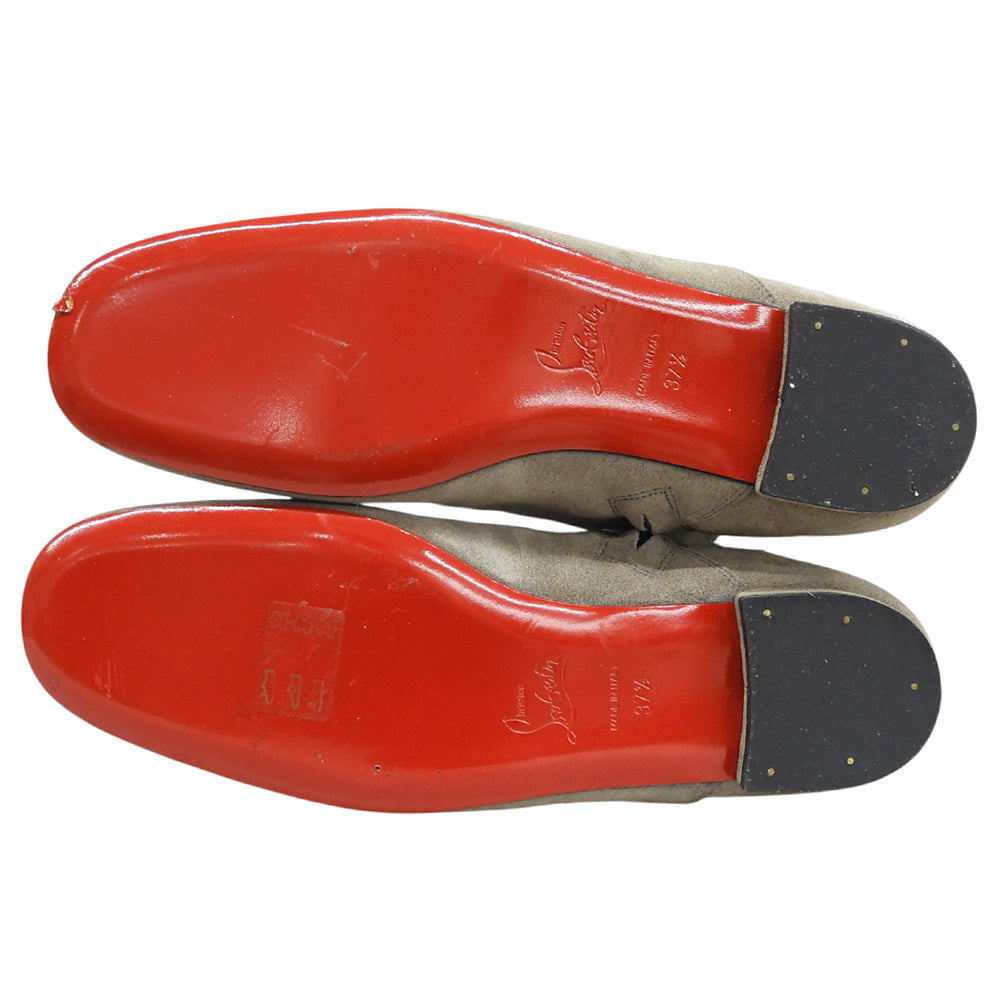 CHRISTIAN LOUBOUTIN クリスチャンルブタン 美品 サイドジップ ロングブーツ シューズ レディース スエード グレー 37 1/2 シューズ