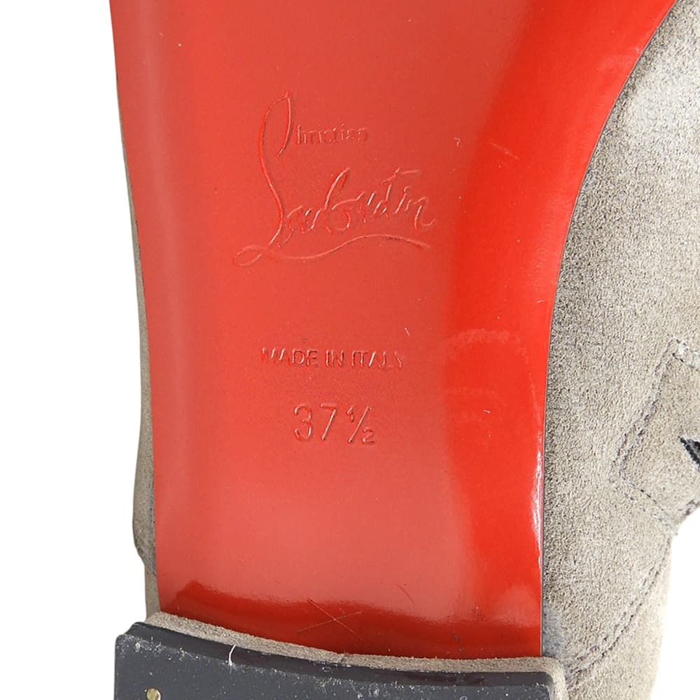 CHRISTIAN LOUBOUTIN クリスチャンルブタン 美品 サイドジップ ロングブーツ シューズ レディース スエード グレー 37 1/2 シューズ