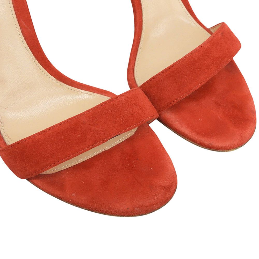 Gianvito Rossi ジャンヴィト・ロッシ スエード ポルトフィーノ アンクルストラップ サンダル シューズ レディース レッド 37 1/2 シューズ