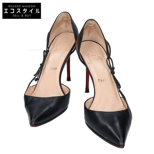 CHRISTIAN LOUBOUTIN クリスチャンルブタン ブラック サイドリボン ポインテッドトゥ パンプス シューズ
