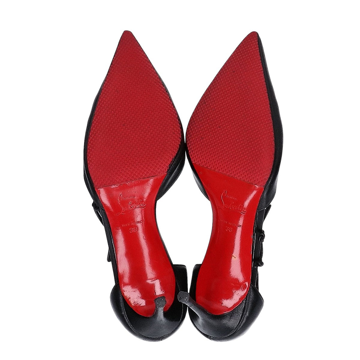 CHRISTIAN LOUBOUTIN クリスチャンルブタン ブラック サイドリボン ポインテッドトゥ パンプス シューズ