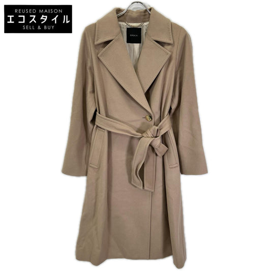 EPOCA エポカ Beige Wool Geelong Lambswool Belted Long Coat Coat