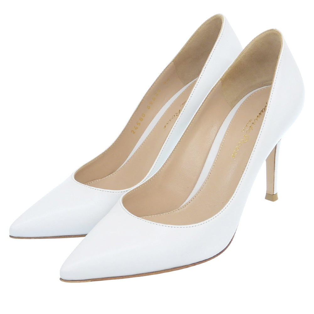 GIANVITOROSSI ジャンヴィトロッシ 美品 GIANVITO 80 カーフ ヒール パンプス シューズ レディース 白 ホワイト 34 24580 69826 シューズ