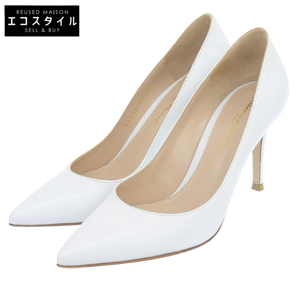 GIANVITOROSSI ジャンヴィトロッシ 美品 GIANVITO 80 カーフ ヒール パンプス シューズ レディース 白 ホワイト 34 24580 69826 シューズ