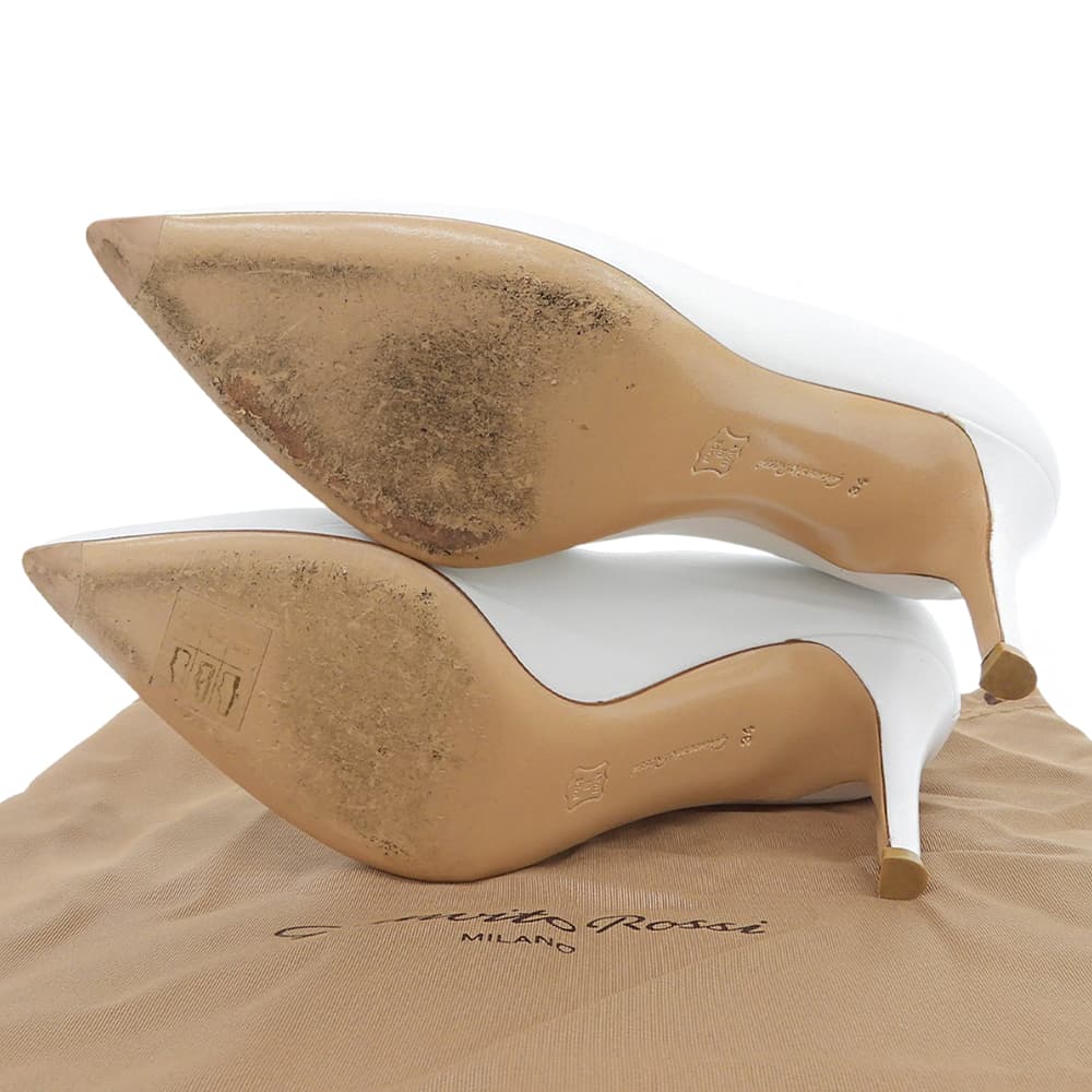 GIANVITOROSSI ジャンヴィトロッシ 美品 GIANVITO 80 カーフ ヒール パンプス シューズ レディース 白 ホワイト 34 24580 69826 シューズ