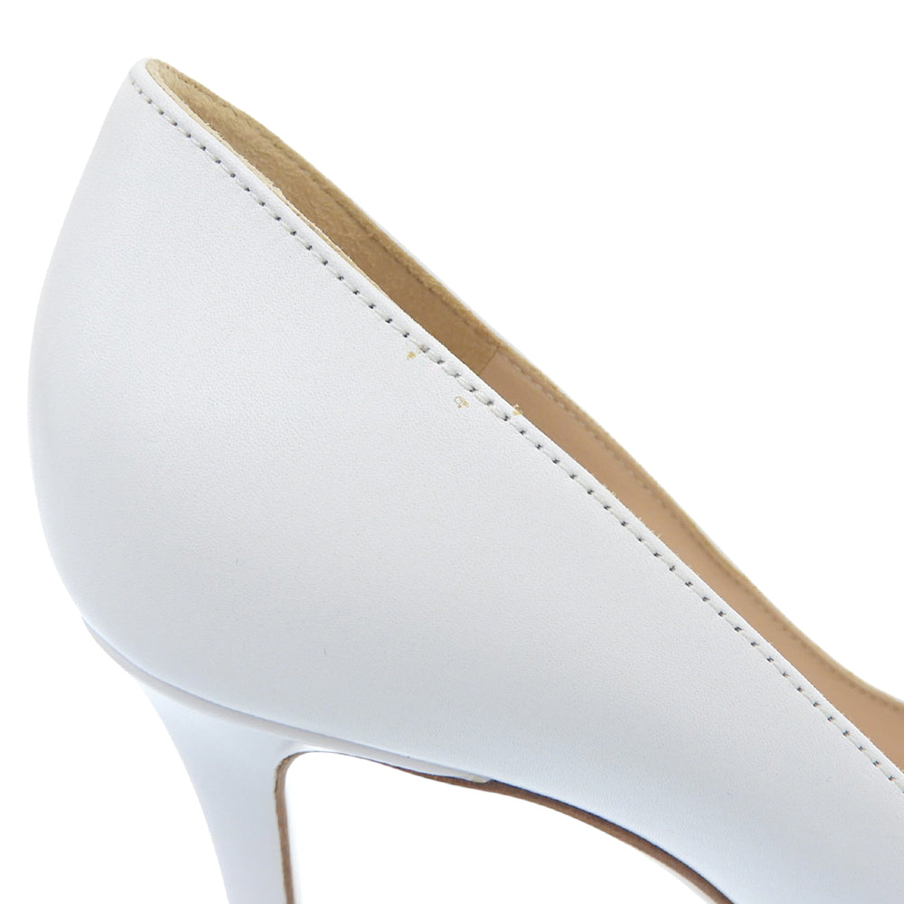 GIANVITOROSSI ジャンヴィトロッシ 美品 GIANVITO 80 カーフ ヒール パンプス シューズ レディース 白 ホワイト 34 24580 69826 シューズ