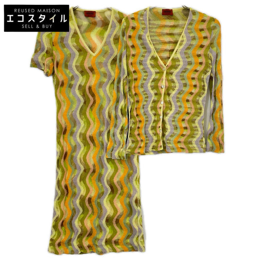 MISSONI ミッソーニ イエロー系 マルチカラー コットンナイロン カーディガン ワンピース アンサンブル スーツ セットアップ