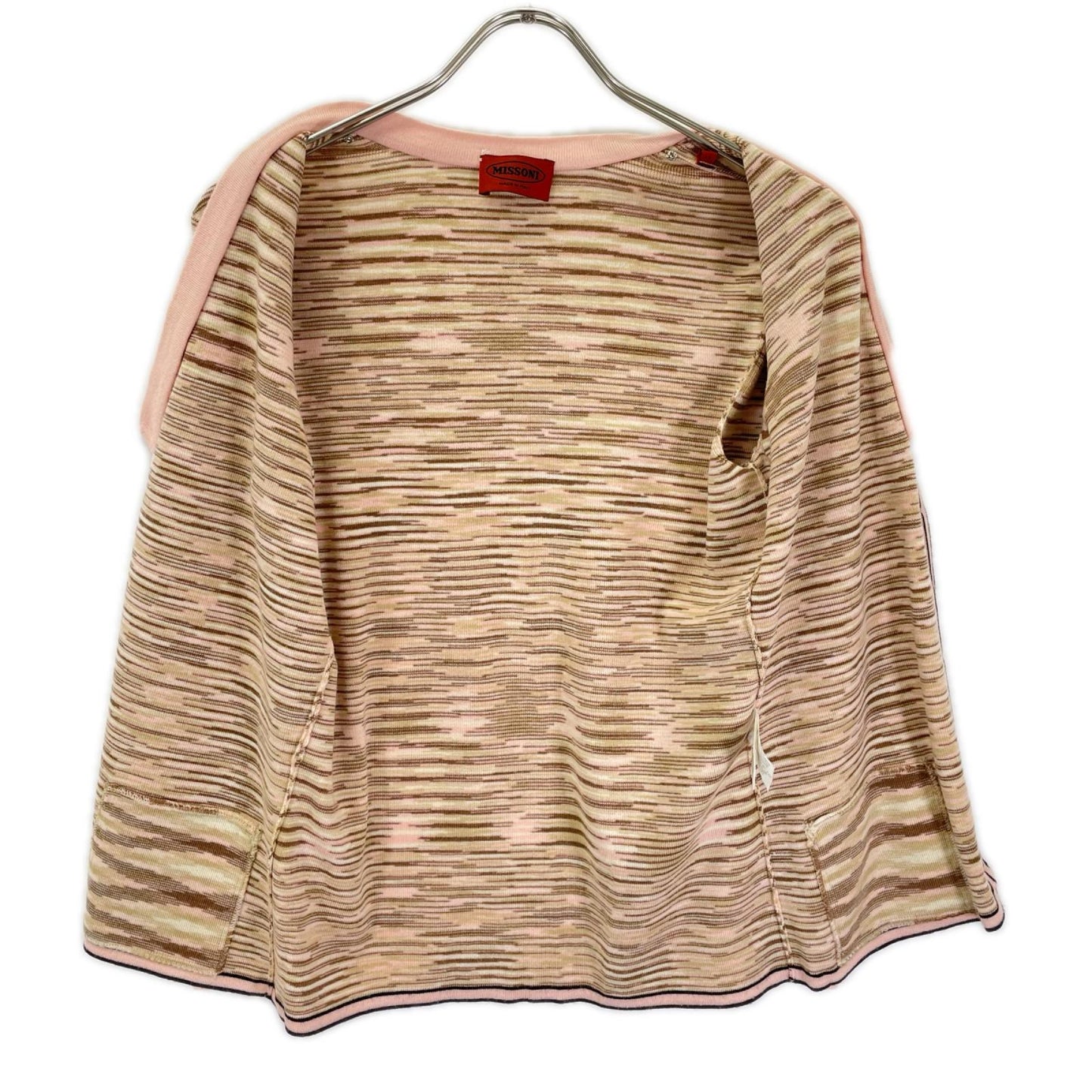 MISSONI ミッソーニ ブラウン系 ウールナイロン ボーダー ニット カーディガン トップス