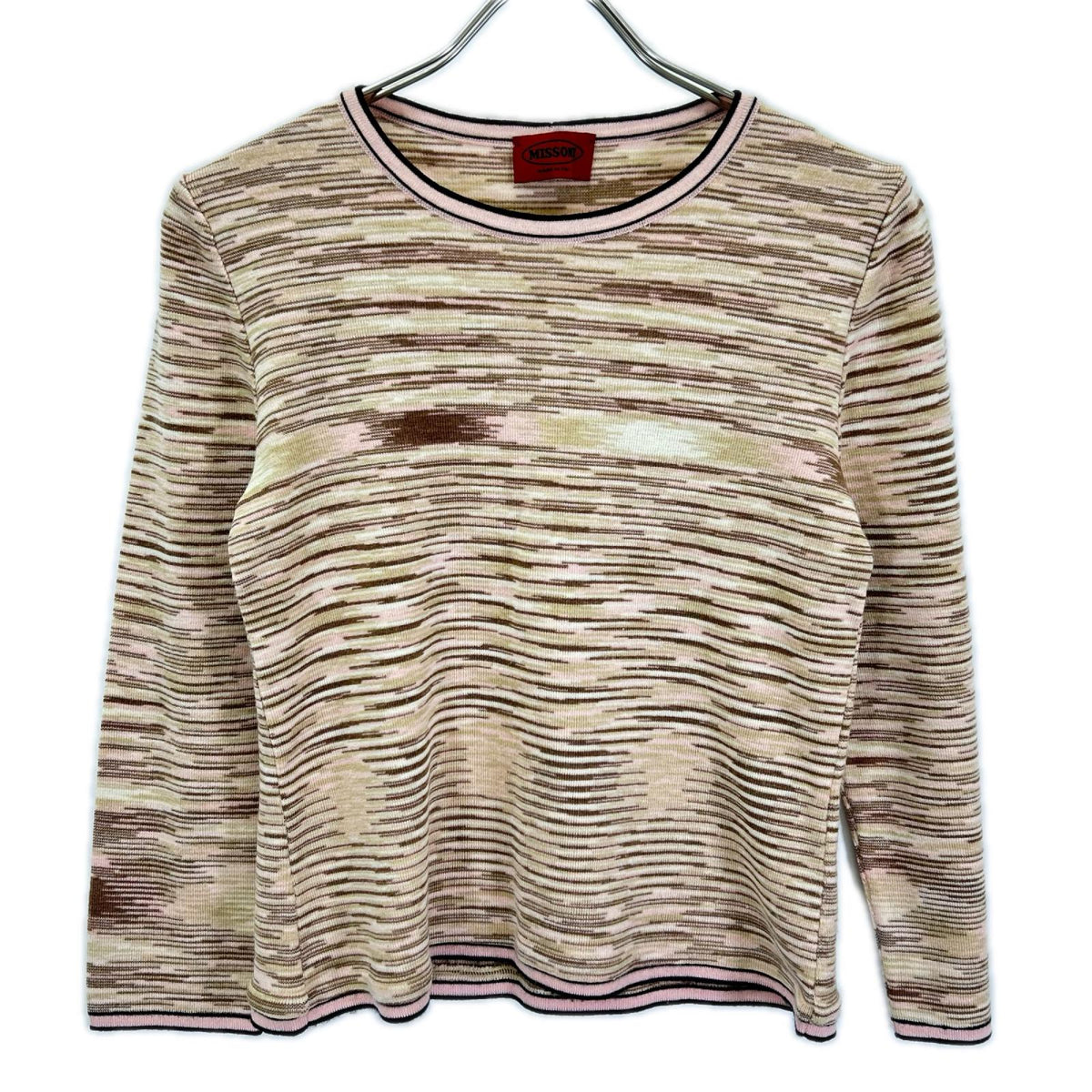 MISSONI ミッソーニ ブラウン系 ウールナイロン ボーダー ニット プルオーバー トップス