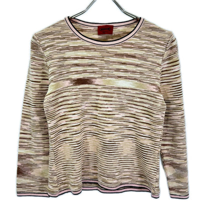 MISSONI ミッソーニ ブラウン系 ウールナイロン ボーダー ニット プルオーバー トップス