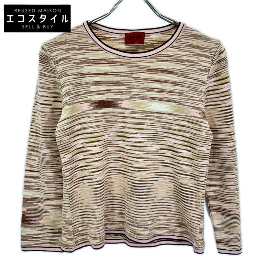 MISSONI ミッソーニ ブラウン系 ウールナイロン ボーダー ニット プルオーバー トップス