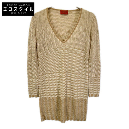 MISSONI ミッソーニ ベージュ ウールナイロン ボーダー ワンピース ワンピース