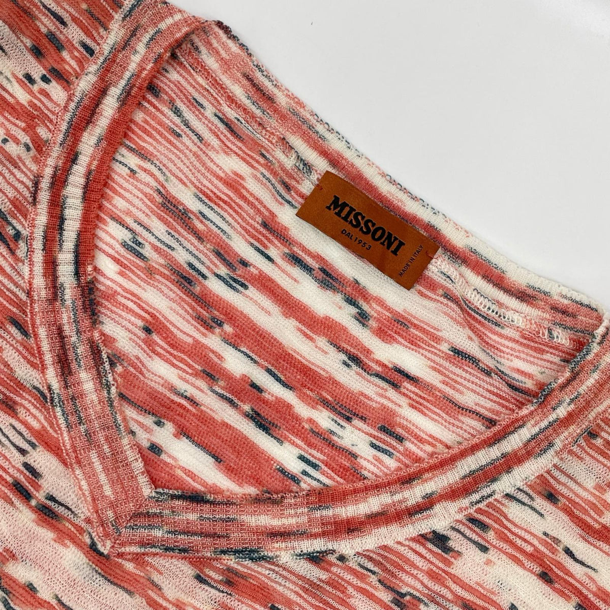 MISSONI ミッソーニ レッド系 ウール ボーダー Vネック セーター トップス
