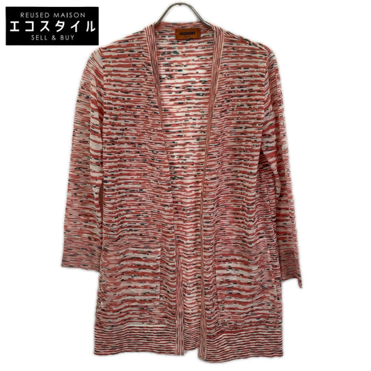 MISSONI ミッソーニ レッド系 ウール ボーダー ロング カーディガン トップス
