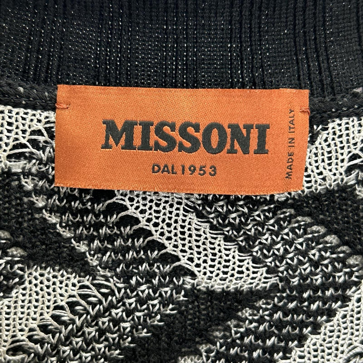 MISSONI ミッソーニ ブラック×ホワイト ウール混 幾何学柄 セーター トップス