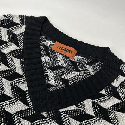 MISSONI ミッソーニ ブラック×ホワイト ウール混 幾何学柄 セーター トップス