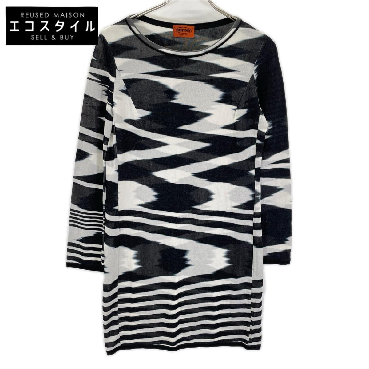 MISSONI ミッソーニ ブラック×ホワイト レーヨン ゼブラ柄 ワンピース ワンピース