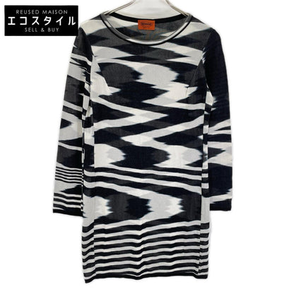MISSONI ミッソーニ ブラック×ホワイト レーヨン ゼブラ柄 ワンピース ワンピース
