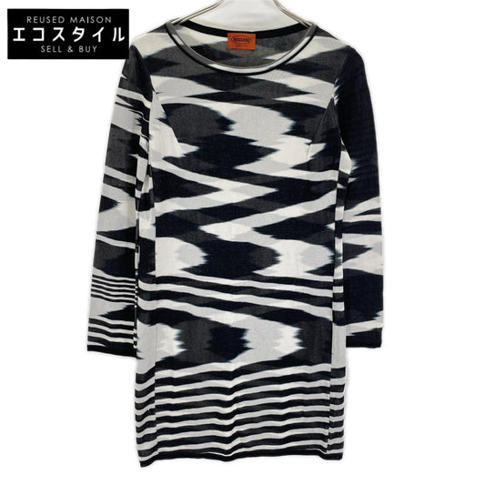 MISSONI ミッソーニ ブラック×ホワイト レーヨン ゼブラ柄 ワンピース ワンピース