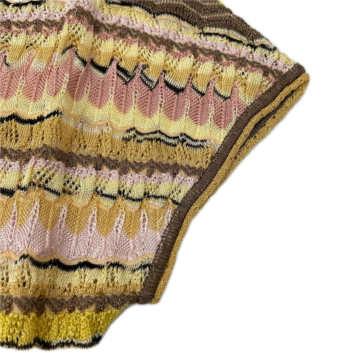 MISSONI ミッソーニ イエロー×ブラウン レーヨンシルク カットソー カーディガン アンサンブル トップス