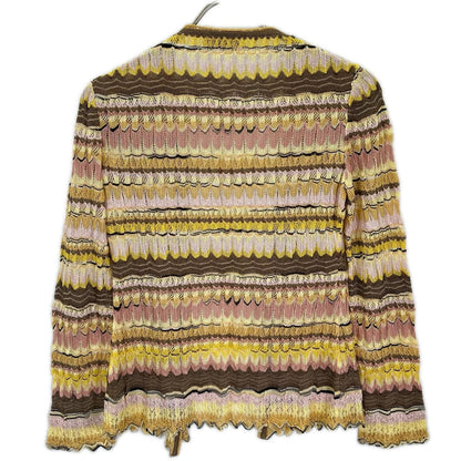 MISSONI ミッソーニ イエロー×ブラウン レーヨンシルク カットソー カーディガン アンサンブル トップス