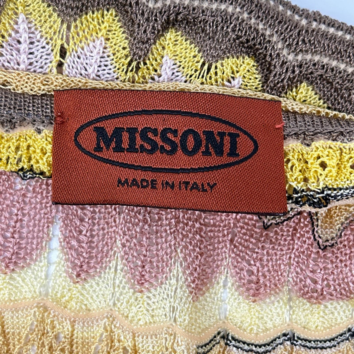 MISSONI ミッソーニ イエロー×ブラウン レーヨンシルク カットソー カーディガン アンサンブル トップス