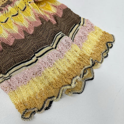 MISSONI ミッソーニ イエロー×ブラウン レーヨンシルク カットソー カーディガン アンサンブル トップス