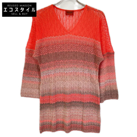 MISSONI ミッソーニ ピンク×グレー ウールレーヨン ニット レース ワンピース ワンピース