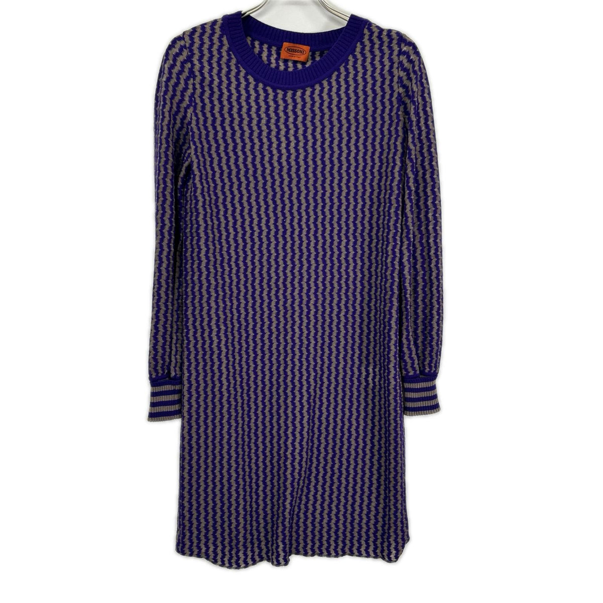 MISSONI ミッソーニ OPMDLW0010 パープル ウールレーヨン 幾何学柄 ニット ワンピース ワンピース