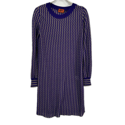 MISSONI ミッソーニ OPMDLW0010 パープル ウールレーヨン 幾何学柄 ニット ワンピース ワンピース