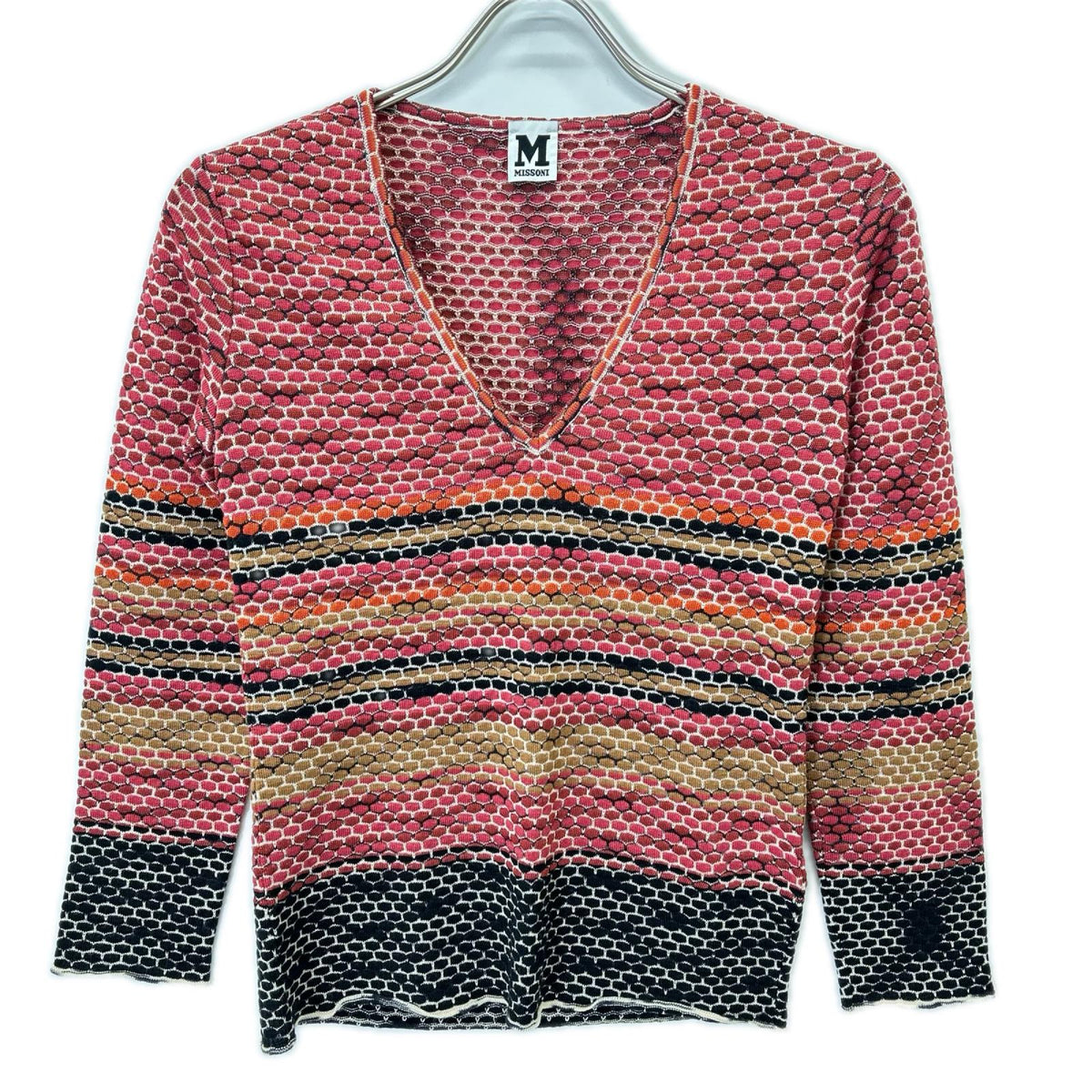 M Missoni エムミッソーニ レッド系 ウールレーヨン Vネック ニットソー トップス